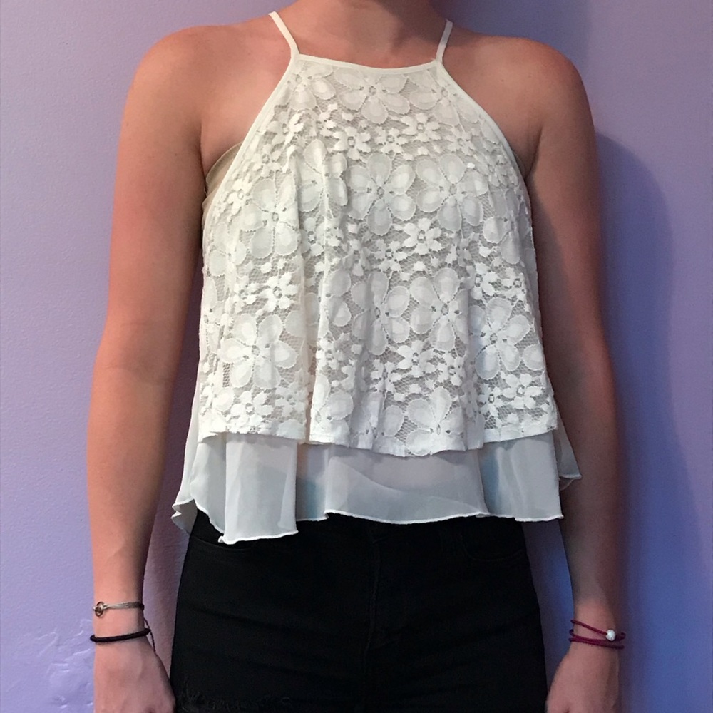 White crop top tank